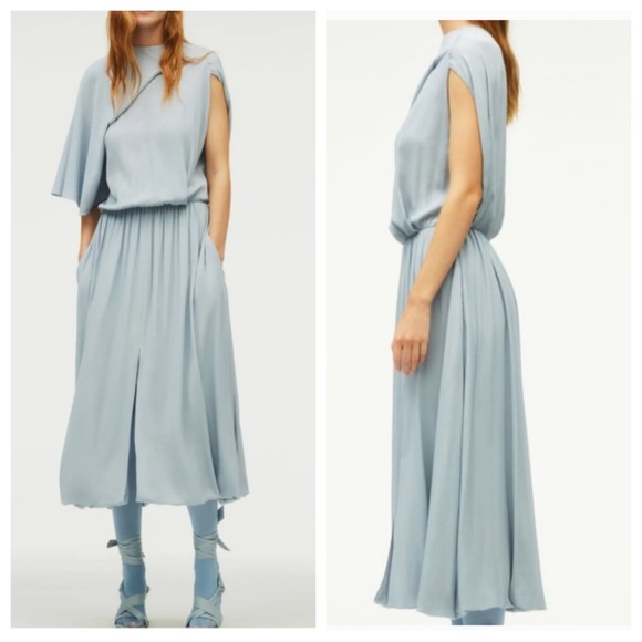 NWT! ZARA Collection STUDIO CAPE LAYERED DRESS LIMITED EDITION LIGHT BLUE - Picture 1 of 9